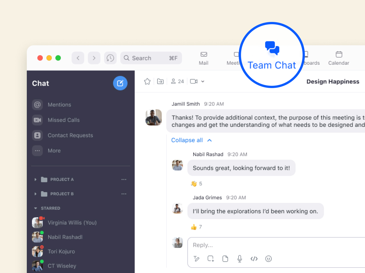 Get Meetings with Team Chat built in