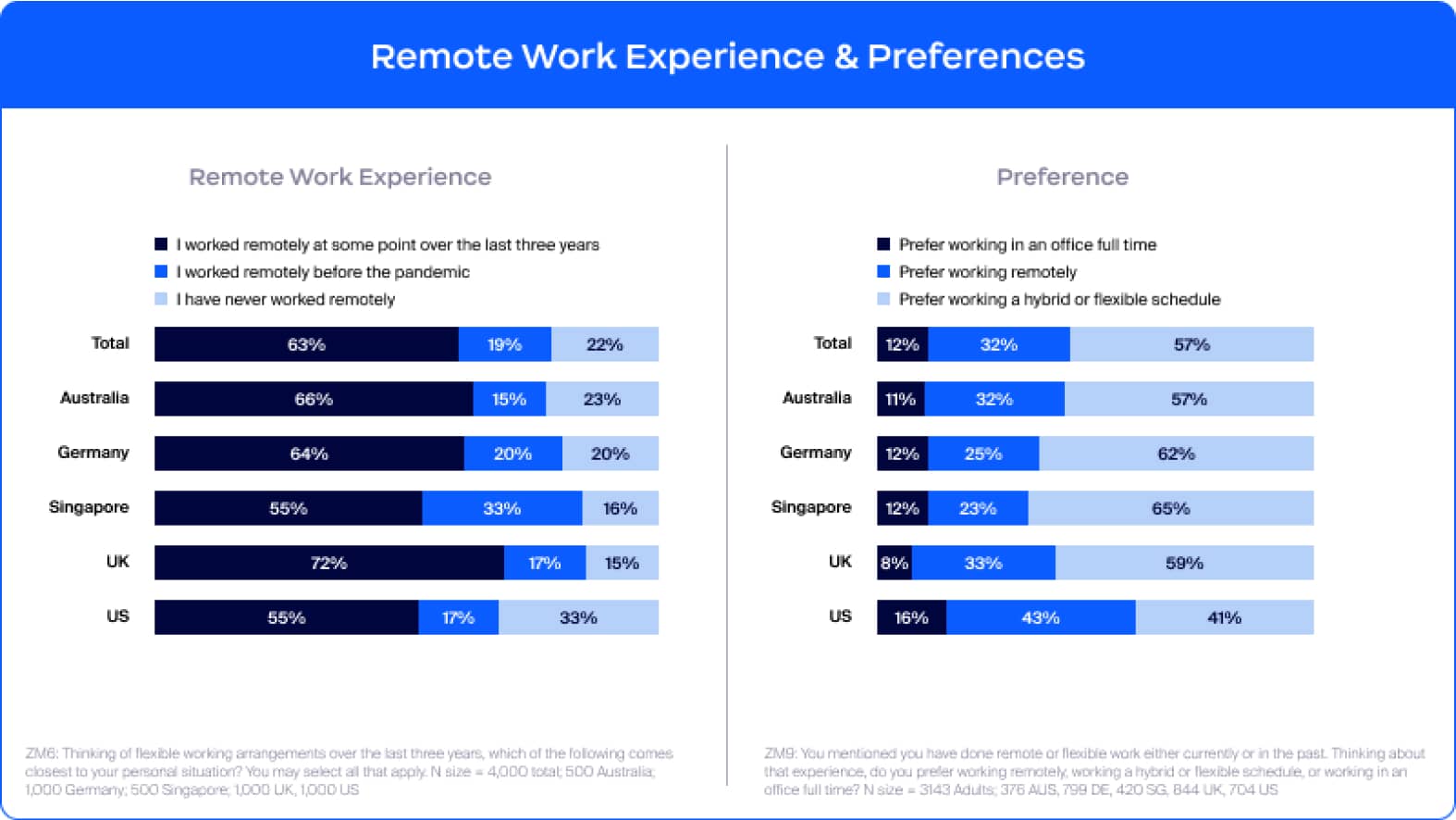 Erfahrung mit Remote-Arbeit und Präferenzen