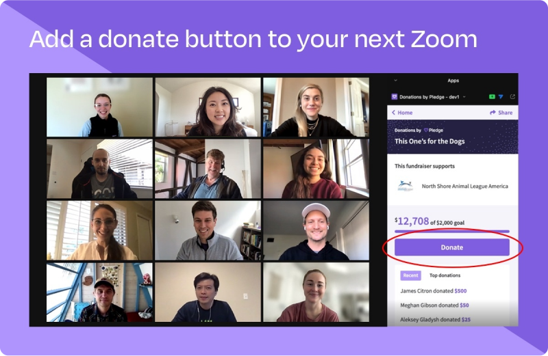 Zoom Cares investasi di Pledge