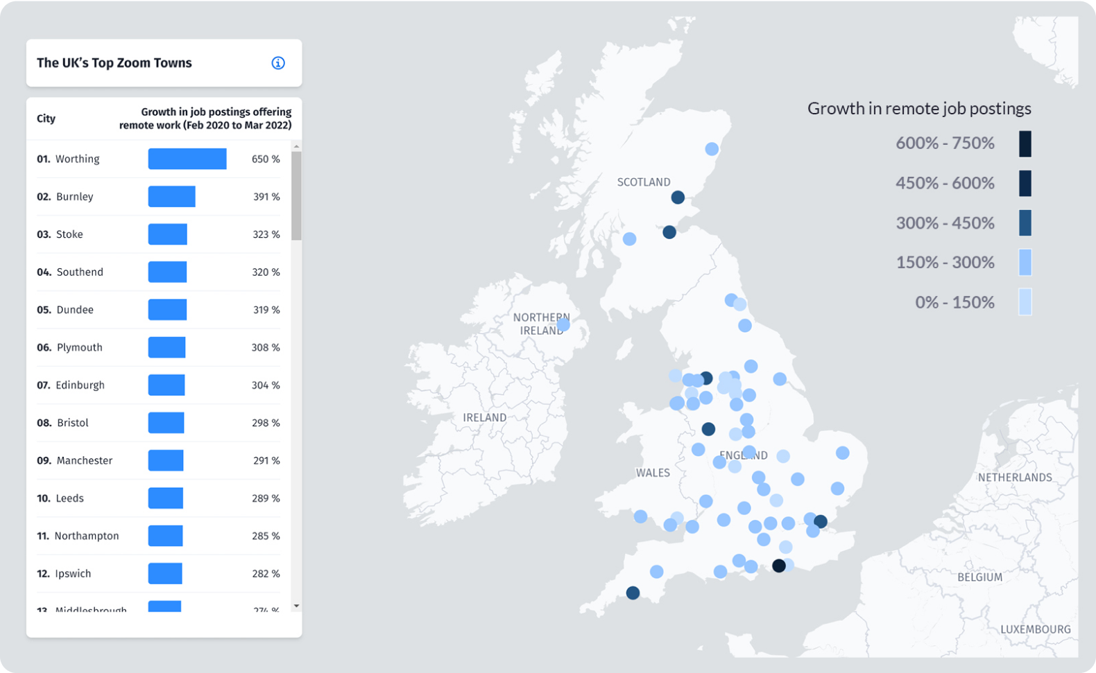 Remote hiring hotspots in the UK